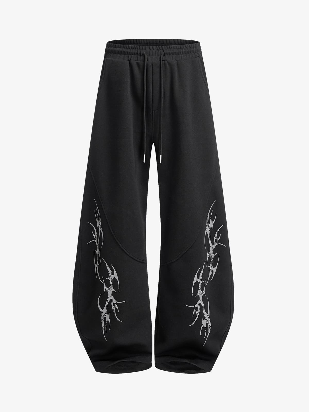 Retro Tribal Print Wide Leg Barrel Pants