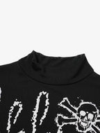 Punk Graphic Mesh Long Sleeve Top