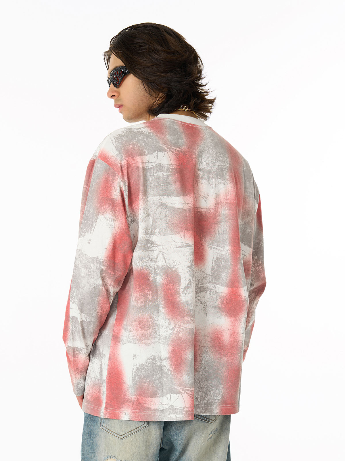 Street Dirty Bye Gradient Design Long-Sleeved T-Shirt