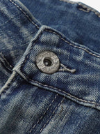 Washed Panel Seam Flare Jeans