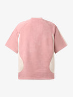Suede Panel precipice Embroidered Short Sleeve T-Shirt - 2616