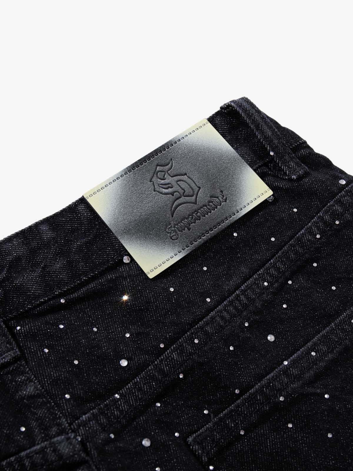 Star Rhinestone Embellished Baggy Jeans