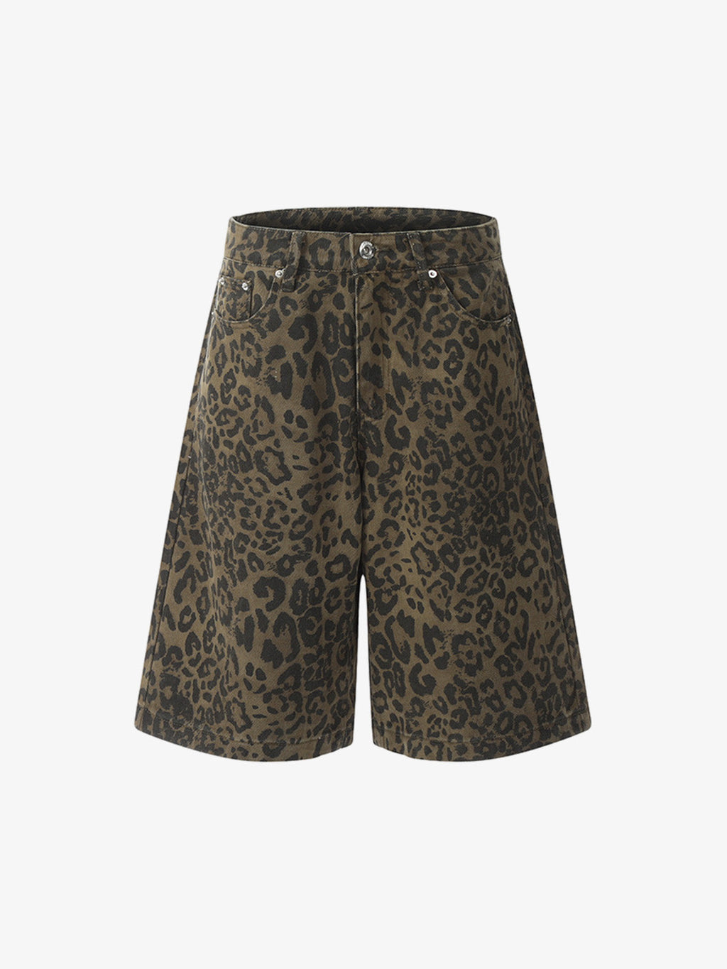 Leopard Print Cotton Wide Leg Jorts