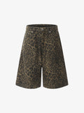 Leopard Print Cotton Wide Leg Jorts