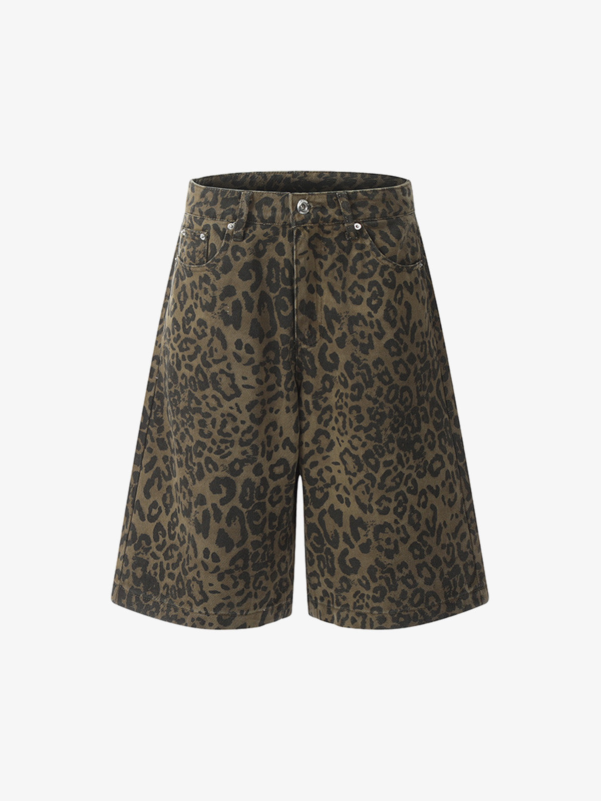 Leopard Print Cotton Wide Leg Jorts