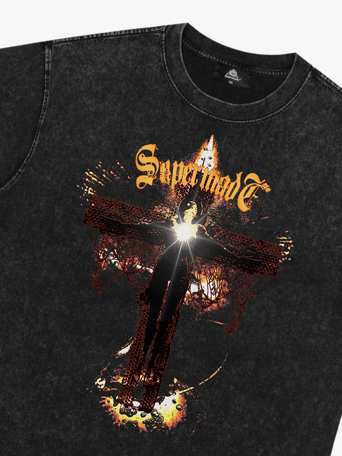 Washed Gothic Cross Graphic T-Shirt