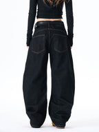 Dark Gothic Graphic Wide-Leg Jeans