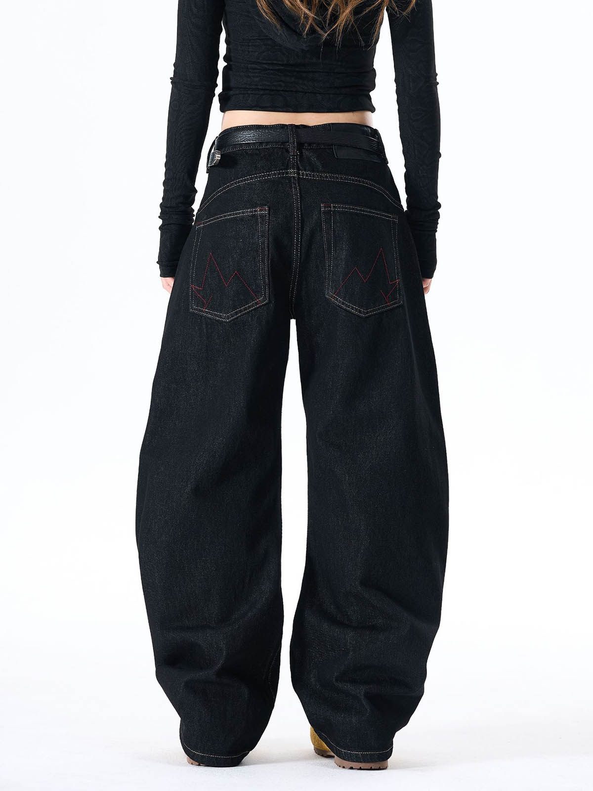 Dark Gothic Graphic Wide-Leg Jeans