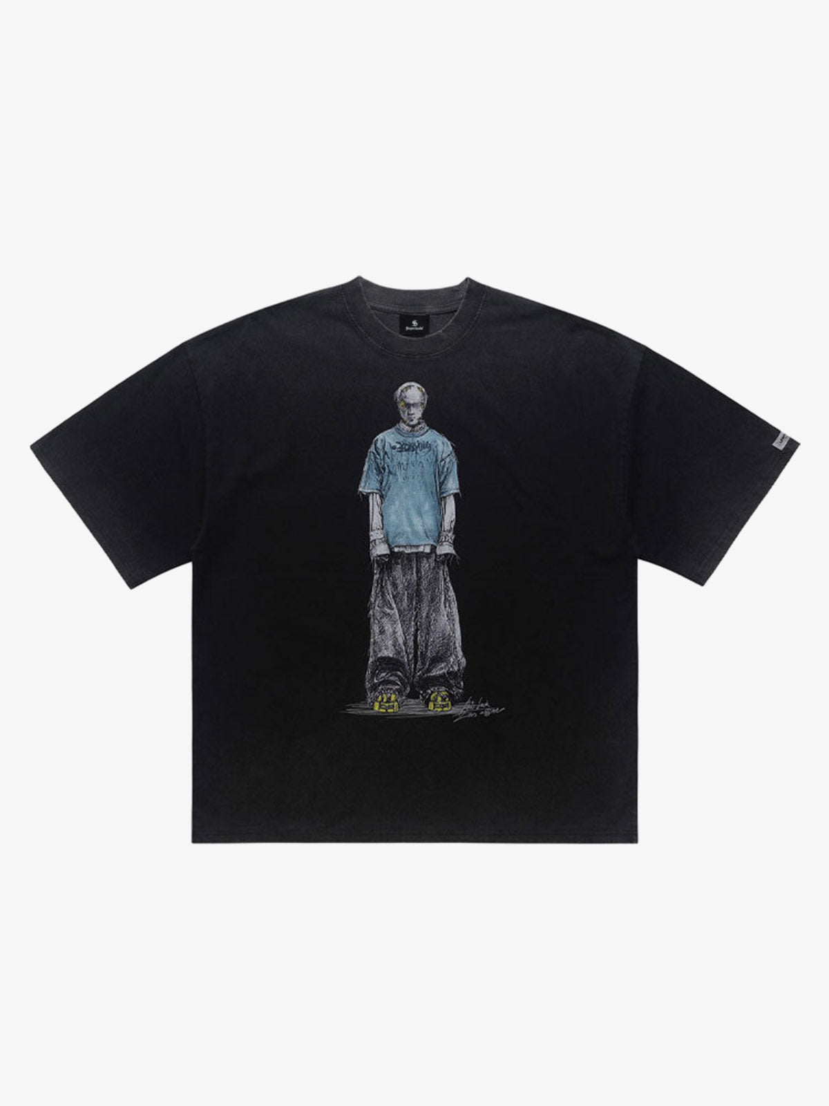 Vintage Washed Skeleton Graphic Oversized T-Shirt