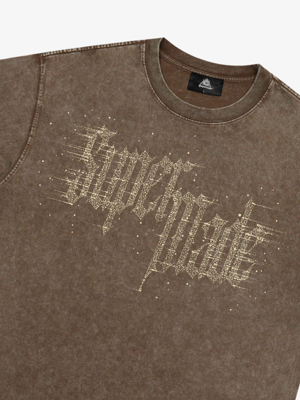 Washed Gothic Letter Imitation Diamond T-Shirt