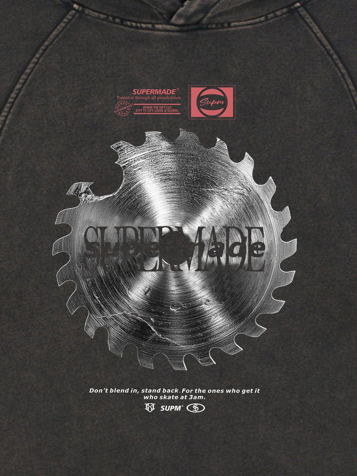 Industrial Saw Blade Graphic Cropped Hoodie