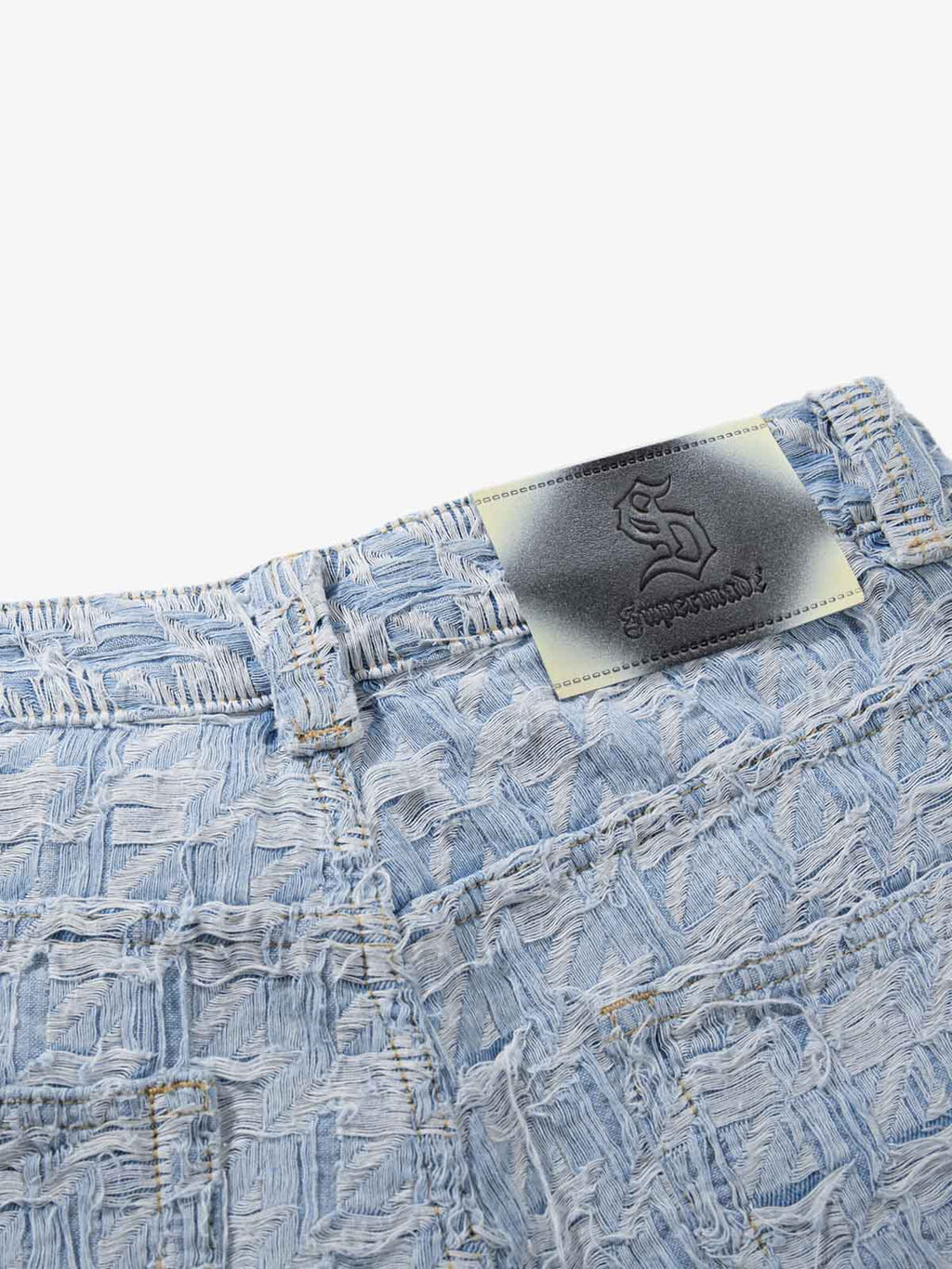 Distressed Frayed Textured Denim Jeans