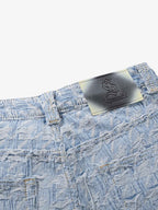 Distressed Frayed Textured Denim Jeans
