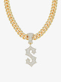 Cuban Chain Letter S Pendant Necklace