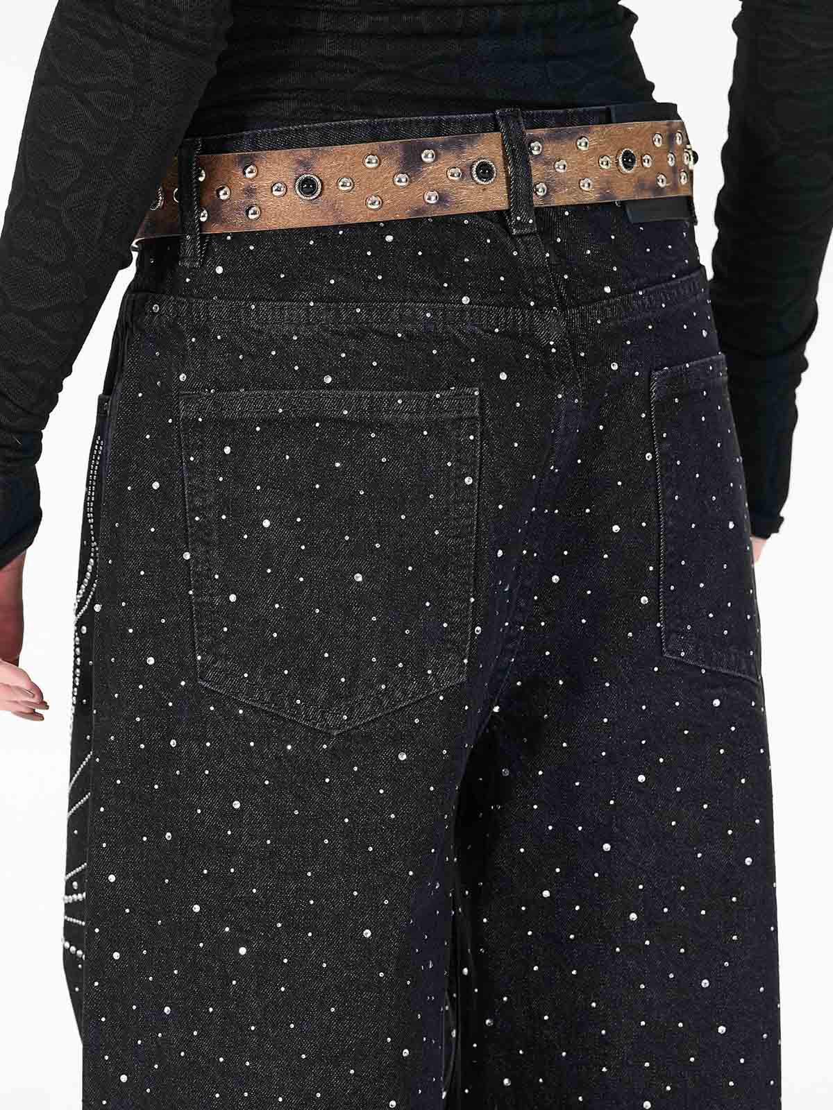Star Rhinestone Embellished Baggy Jeans