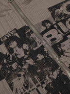Retro Punk Print Knit Cardigan Long Sleeve Top
