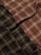 Patchwork Plaid Distressed Hem Shirt