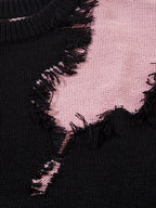 Niche Raw Edge Fringed Knit Sweater