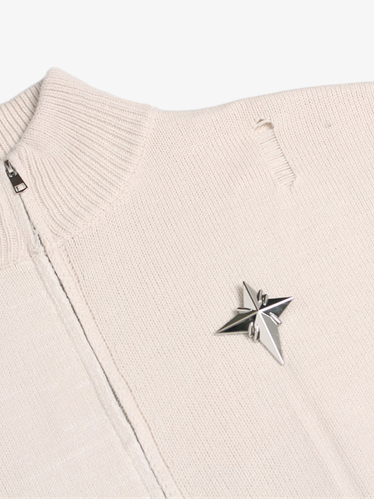 Heavy Cut Turtleneck Cardigan Zipper Sweater