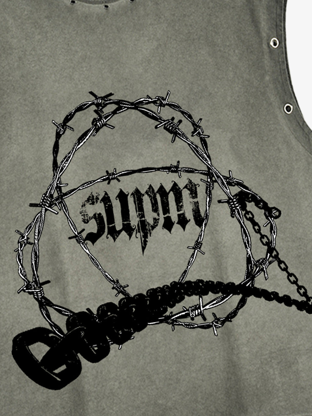 Barbed Wire Chain Graphic Sleeveless Vest