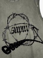 Barbed Wire Chain Graphic Sleeveless Vest
