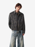Vintage Washed Plaid Cropped Shirt Jacket