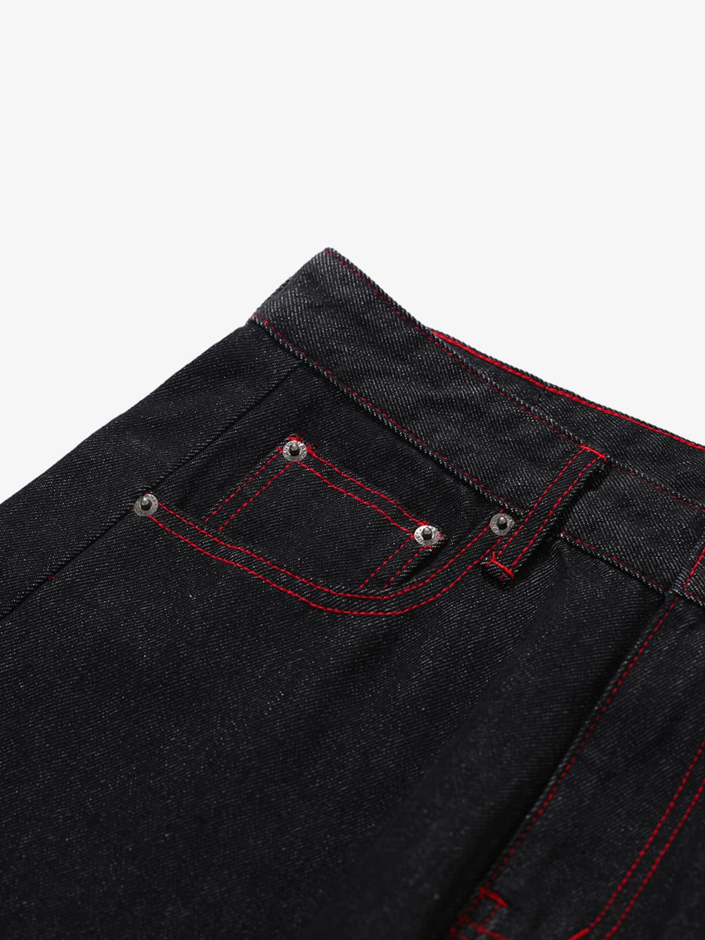 Retro Red Contrast Stitching Pocket Barrel Jeans