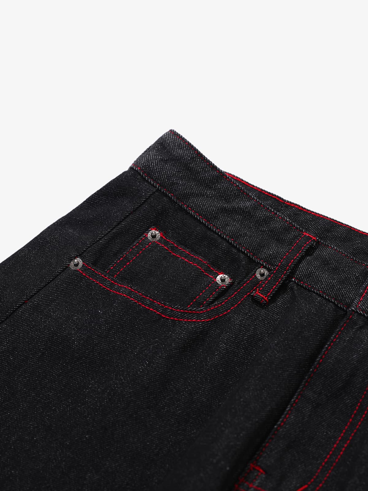 Retro Red Contrast Stitching Pocket Barrel Jeans