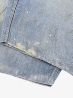 Tie Graphic Print Vintage Wash Wide Leg Denim Jeans