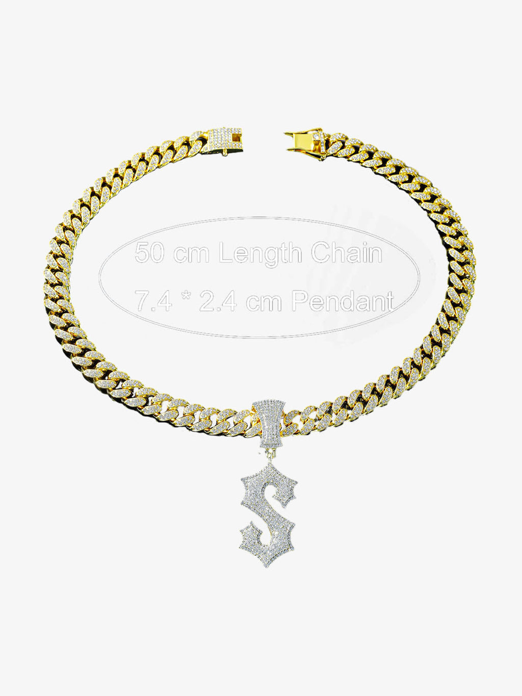 Cuban Chain Letter S Pendant Necklace