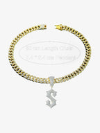 Cuban Chain Letter S Pendant Necklace