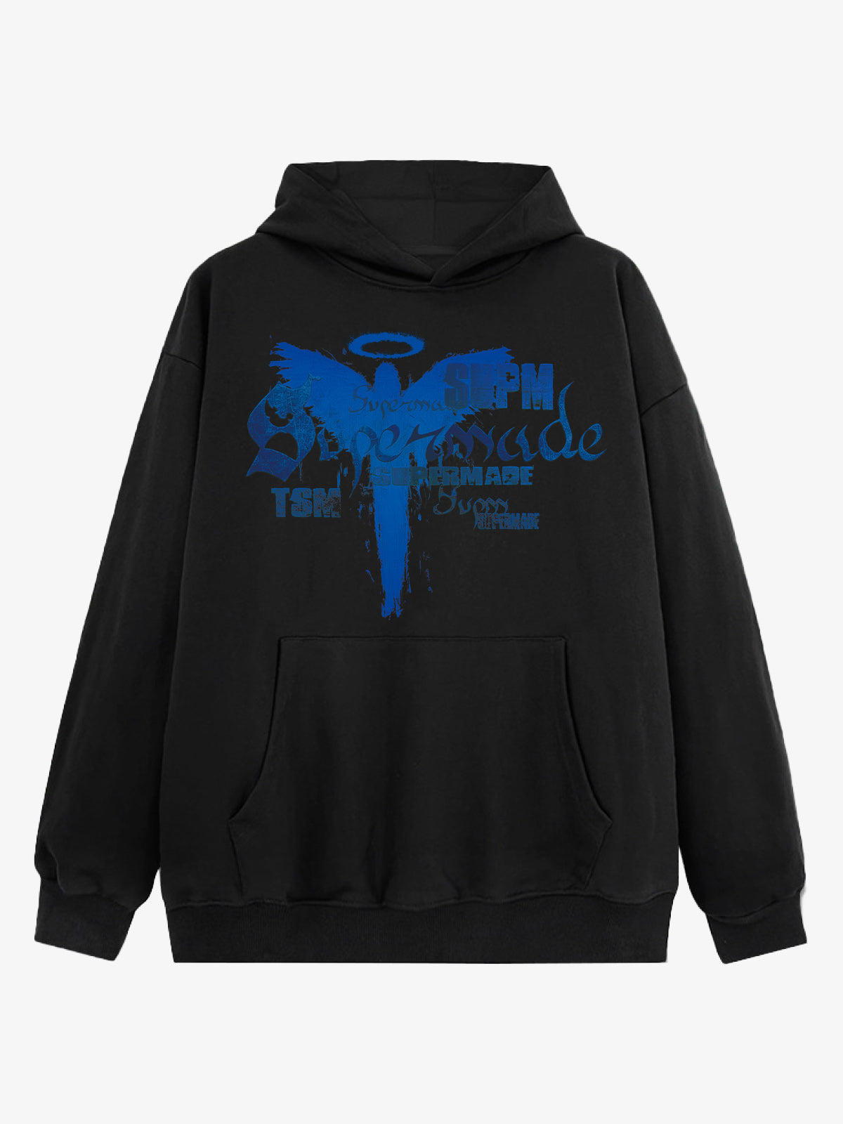 Vintage Washed Angel Halo Distressed Letter Graphic Hoodie