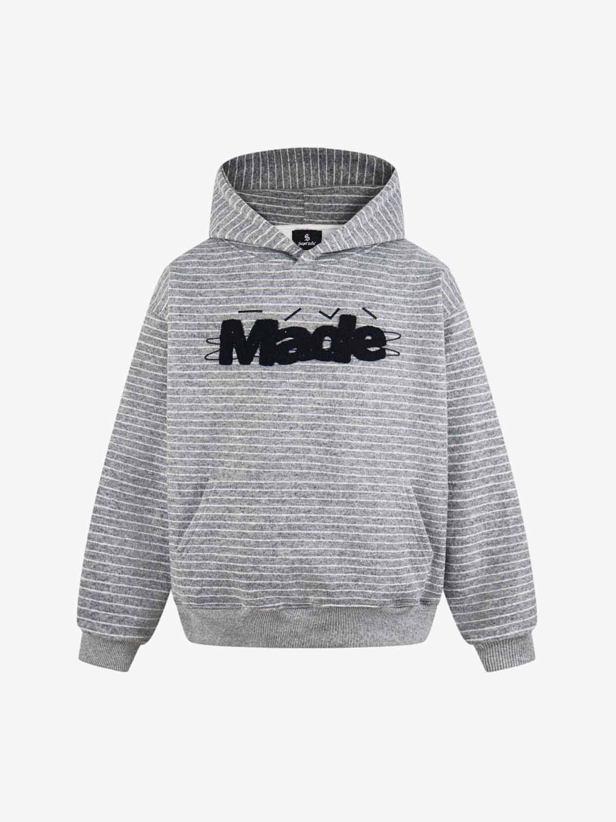 precipice Striped Terry Embroidery "Made" Hoodie