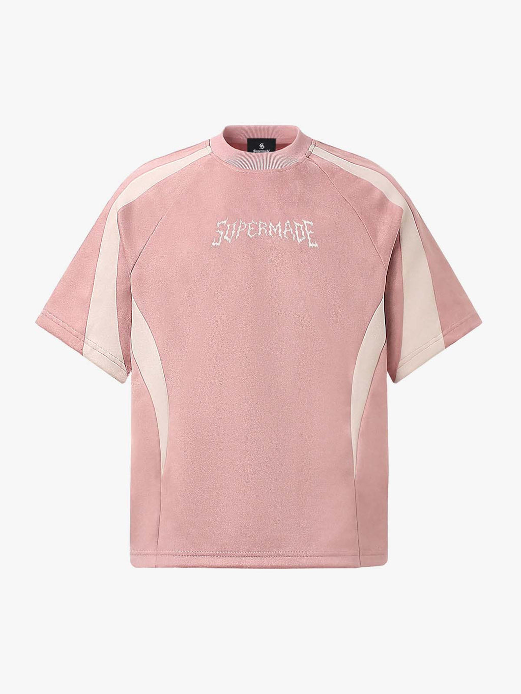 Suede Panel Embroidered Logo Short Sleeve T-Shirt