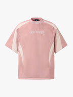 Suede Panel Embroidered Logo Short Sleeve T-Shirt
