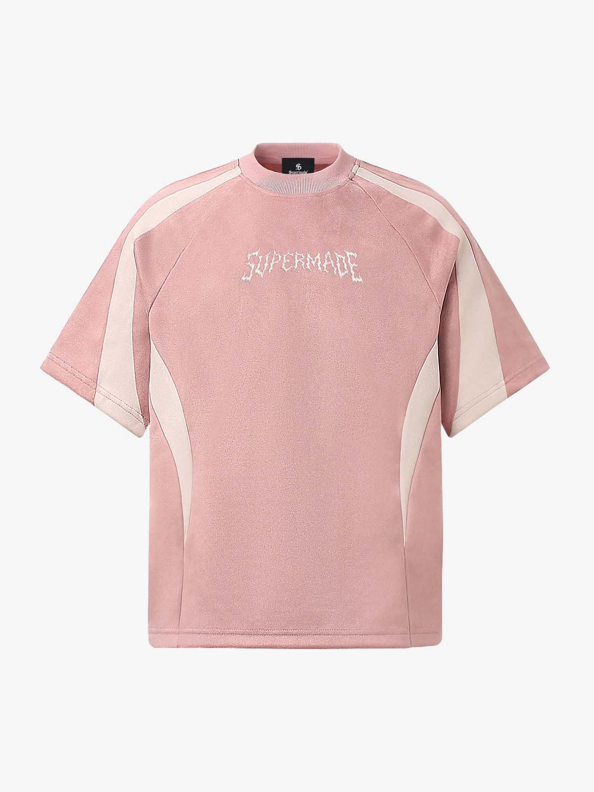 Suede Panel Embroidered Logo Short Sleeve T-Shirt