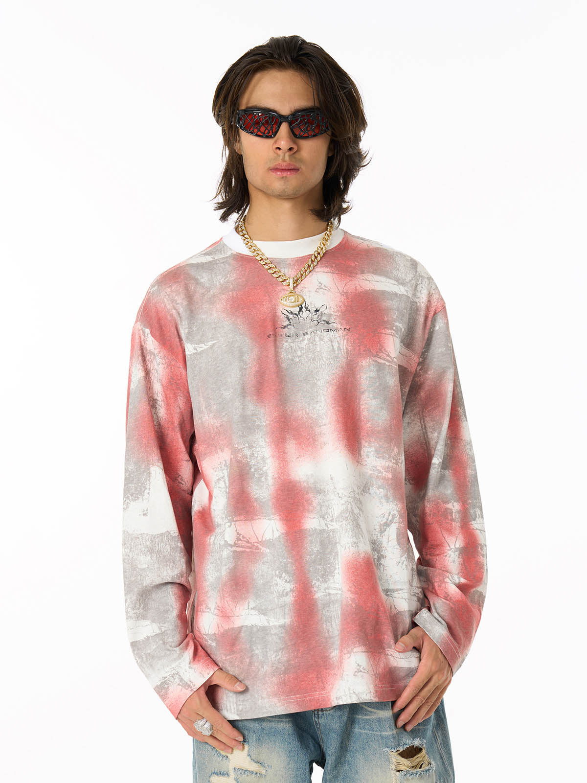 Street Dirty Bye Gradient Design Long-Sleeved T-Shirt
