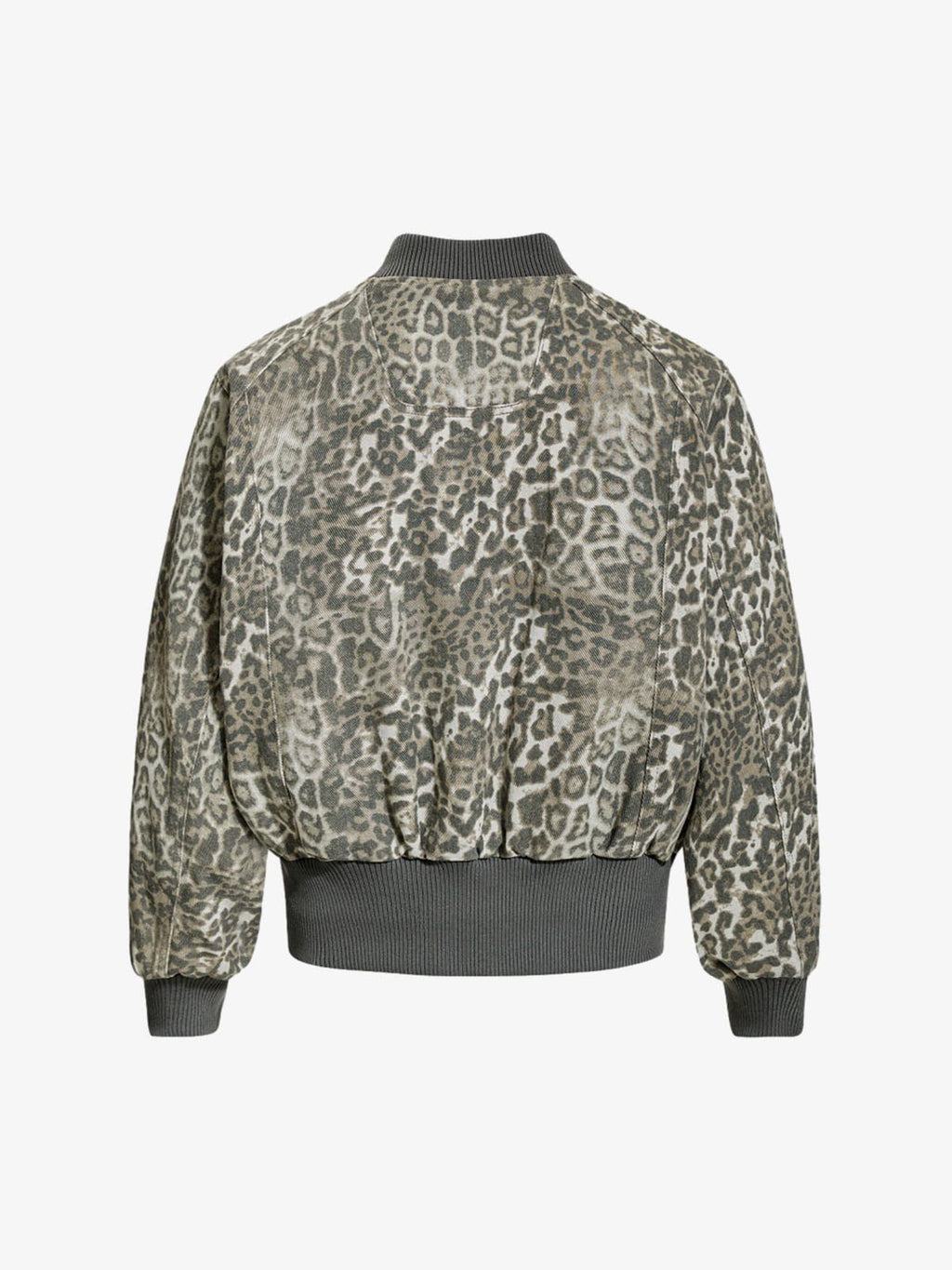 Vintage Leopard Print Bomber Jacket - 2540