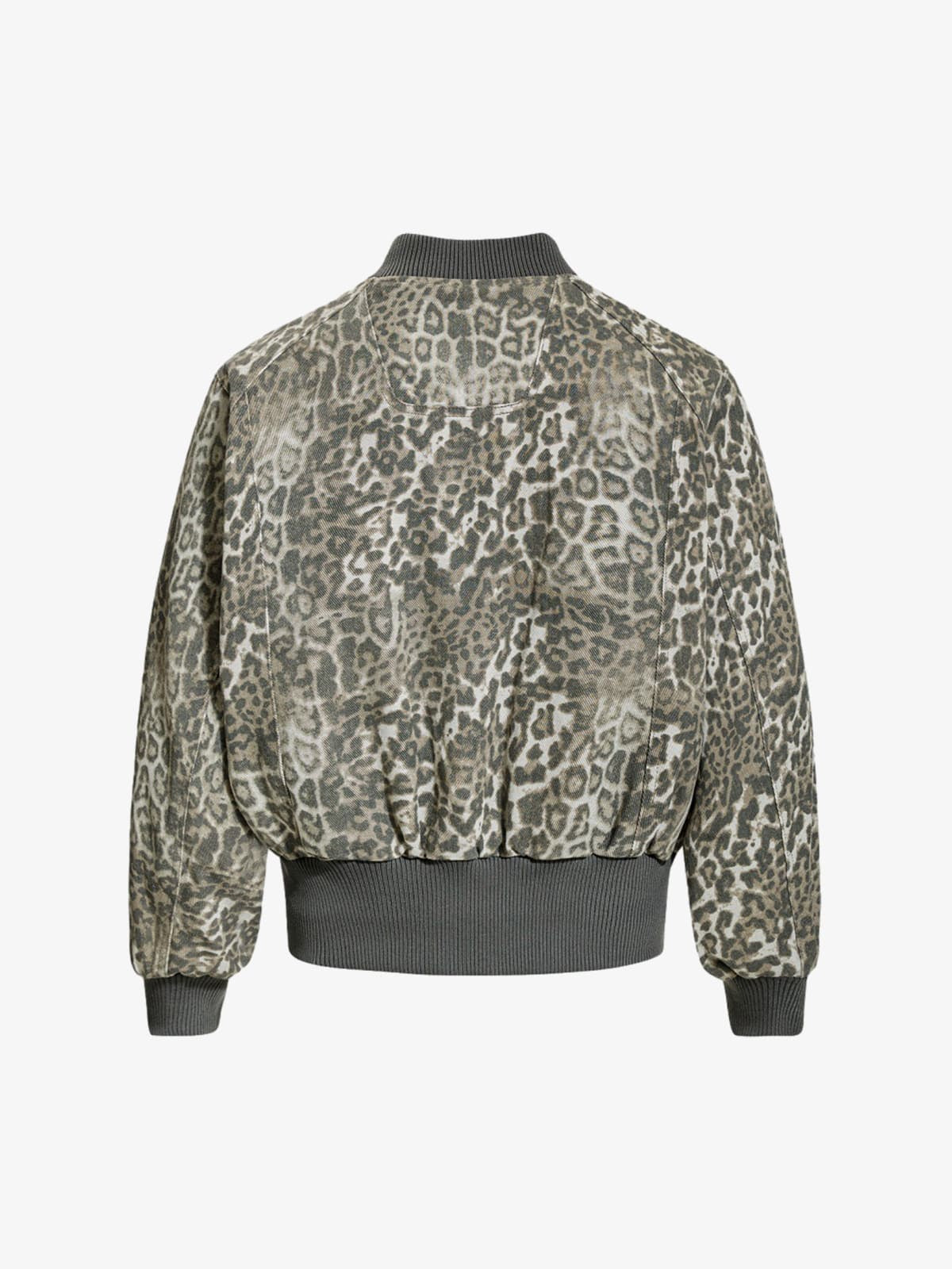 Vintage Leopard Print Bomber Jacket - 2540