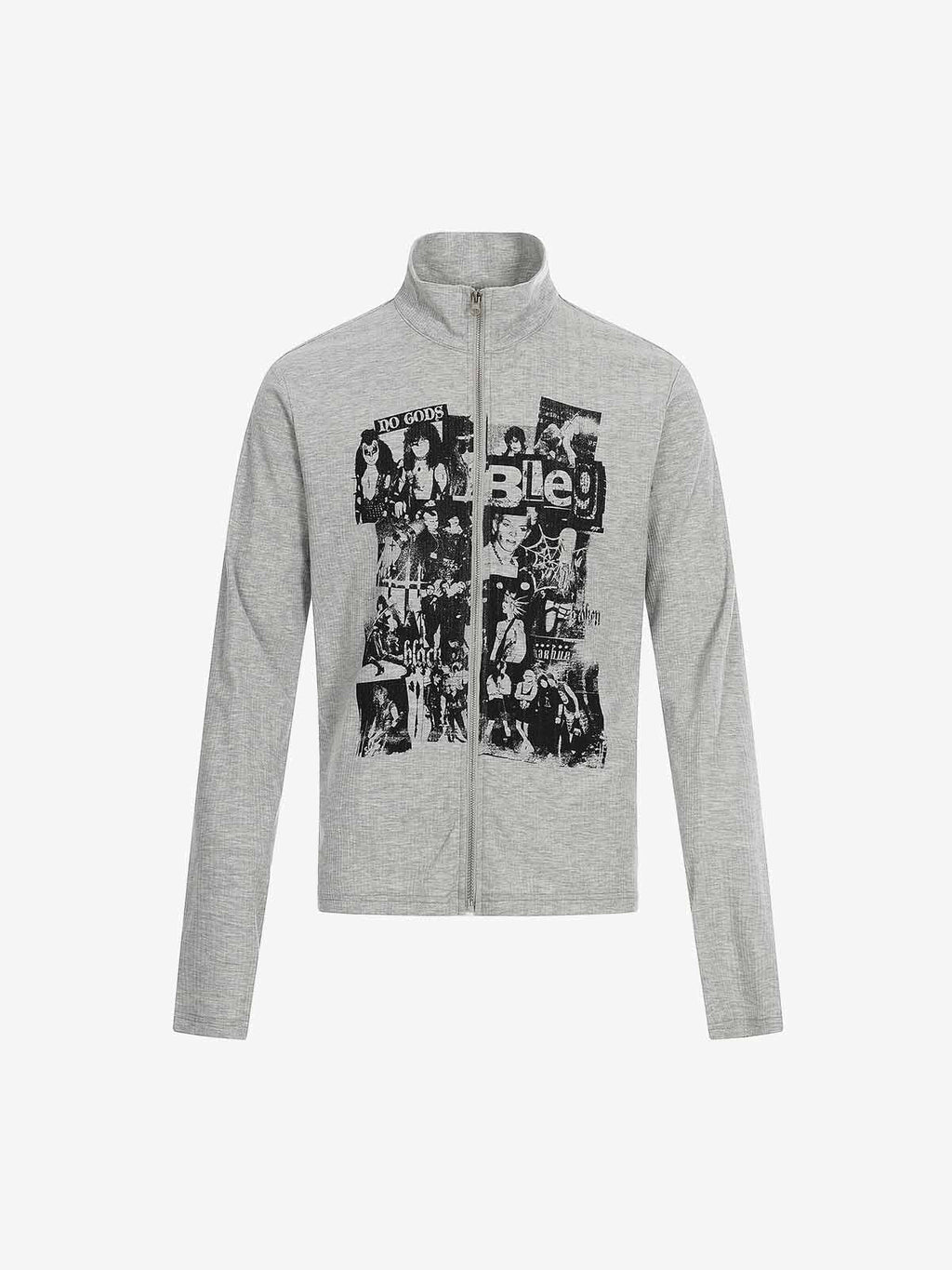 Retro Punk Print Knit Cardigan Long Sleeve Top