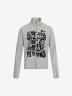 Retro Punk Print Knit Cardigan Long Sleeve Top