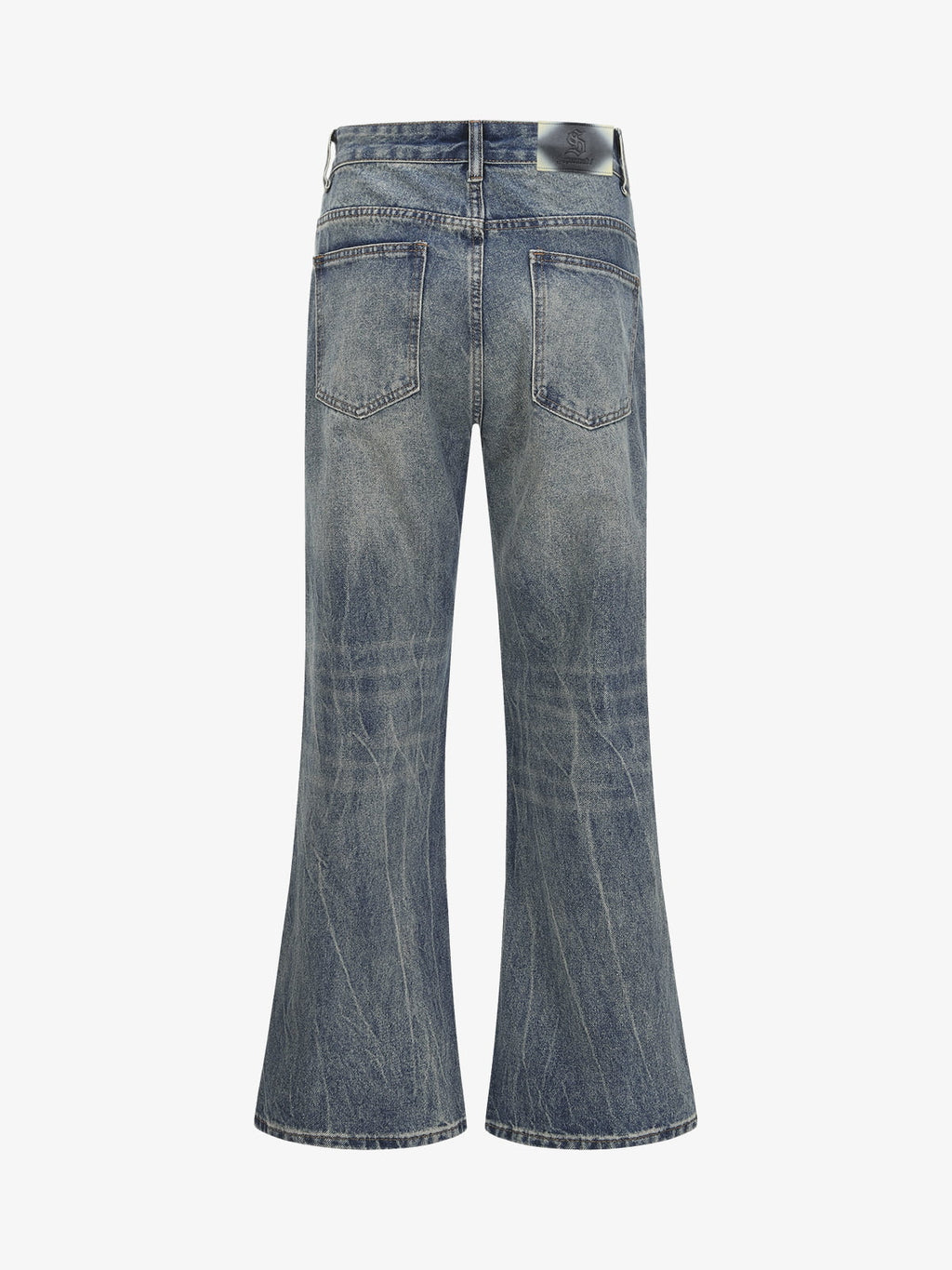 Retro Washed Faded Flared Jeans