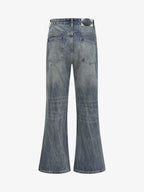 Retro Washed Faded Flared Jeans