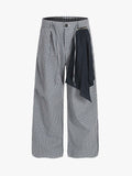 Checkered Pleated Detachable Front Panel Drawstring Pants