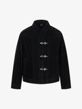 Retro Unique Metal Button Suede Lapel Bomber Jacket - 2538