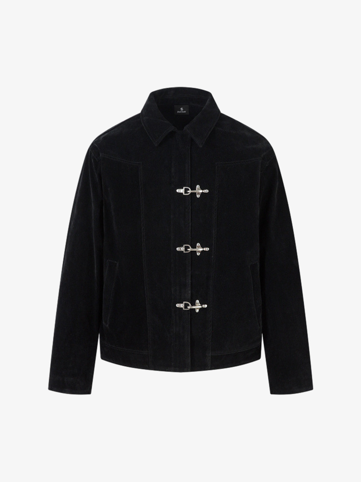 Retro Unique Metal Button Suede Lapel Bomber Jacket - 2538