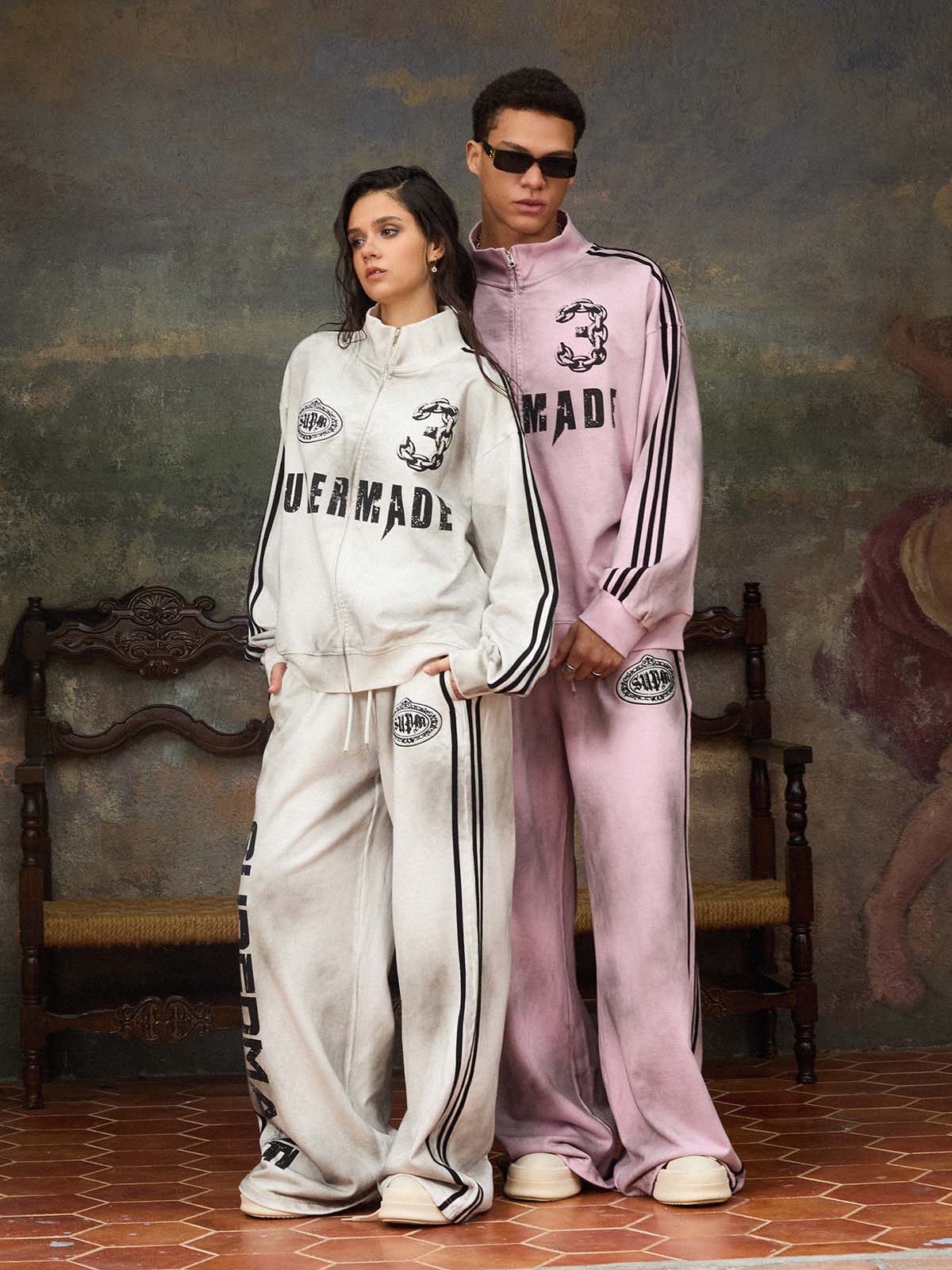precipice Vintage Distressed NO.3 Stand Collar Tracksuit - 2591