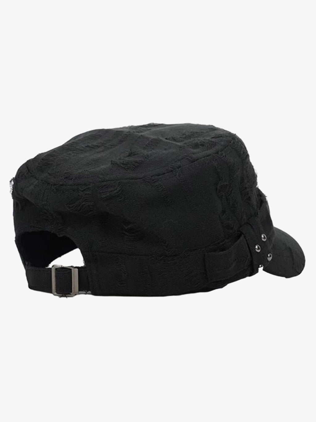 Distressed Stud Detail Cotton Flat Top Cap