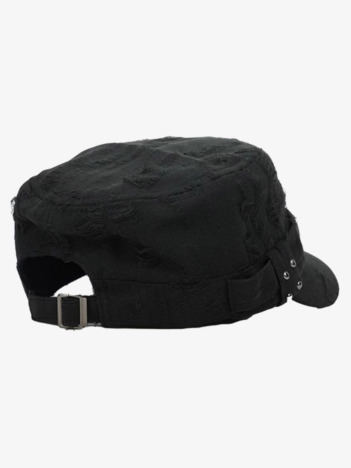 Distressed Stud Detail Cotton Flat Top Cap