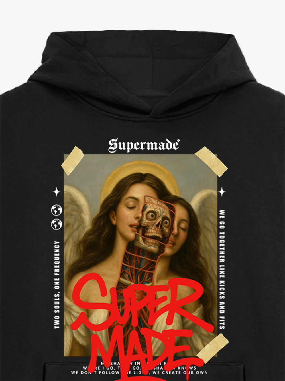 Skull And Face Two Soul Pattern Hoodie